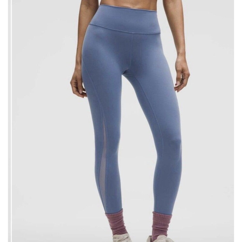 lululemon Wunder Train Mesh Panel High-Rise Tight 25" Washed Denim 12 NWT Blue